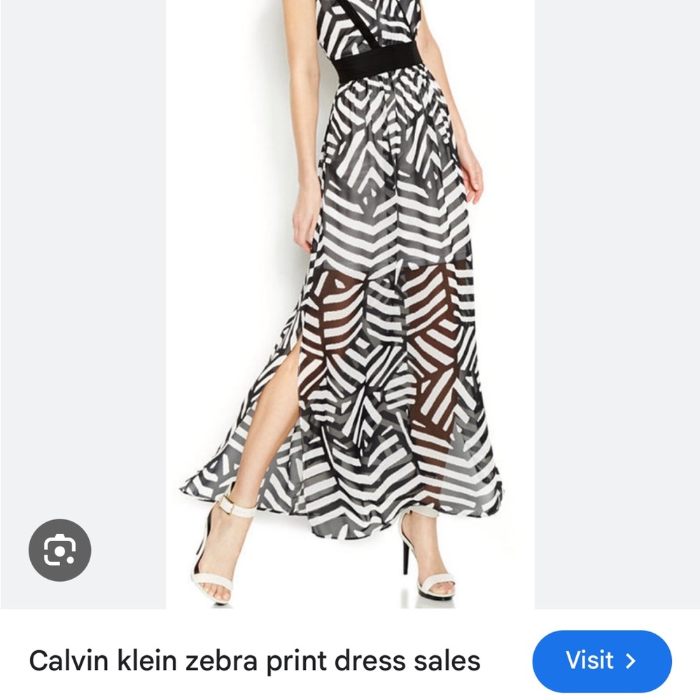 Calvin Klein Black and White Geometric Maxi Dress